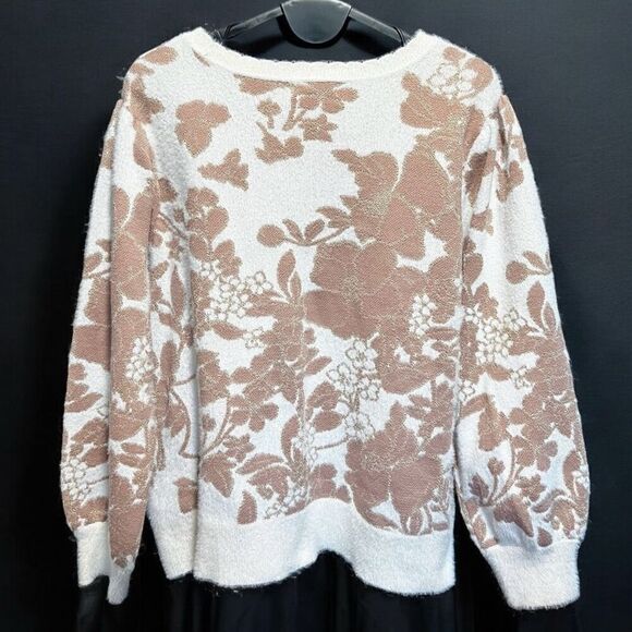 Liz Claiborne Ivory Beige Floral Jacquard Knit Sweater Size 2X NWT - Picture 11 of 11
